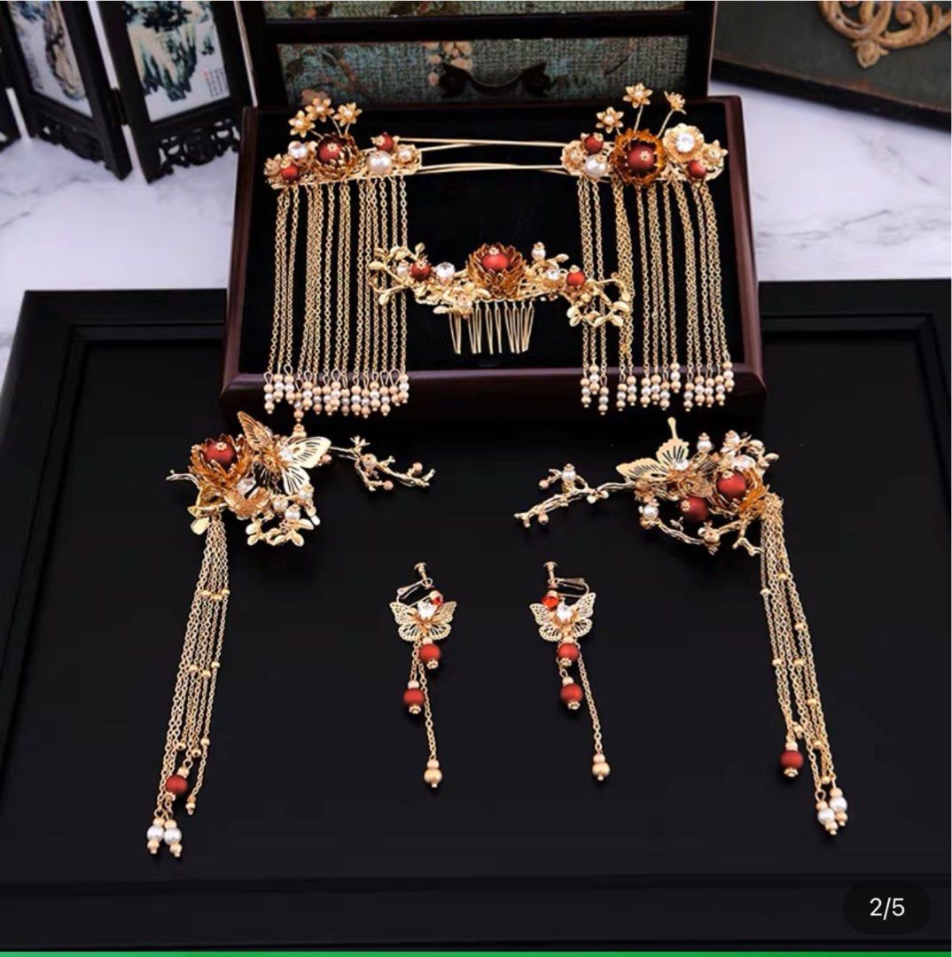 Chinese wedding accessories set, Women's Fashion, Jewelry & Organisers, Necklaces on Carousell