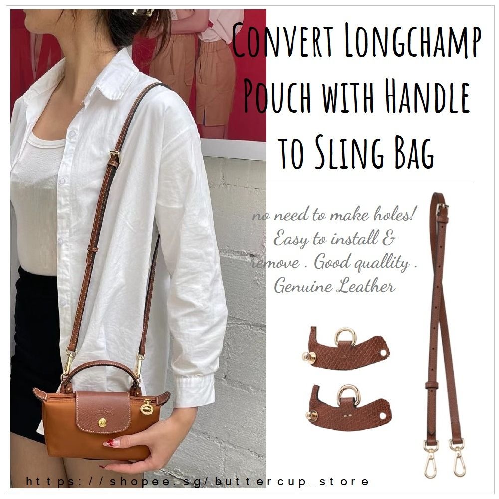 Conversion Parts and Strap for Longchamp pouch with handle. Convert from  hand carry to crossbody bag