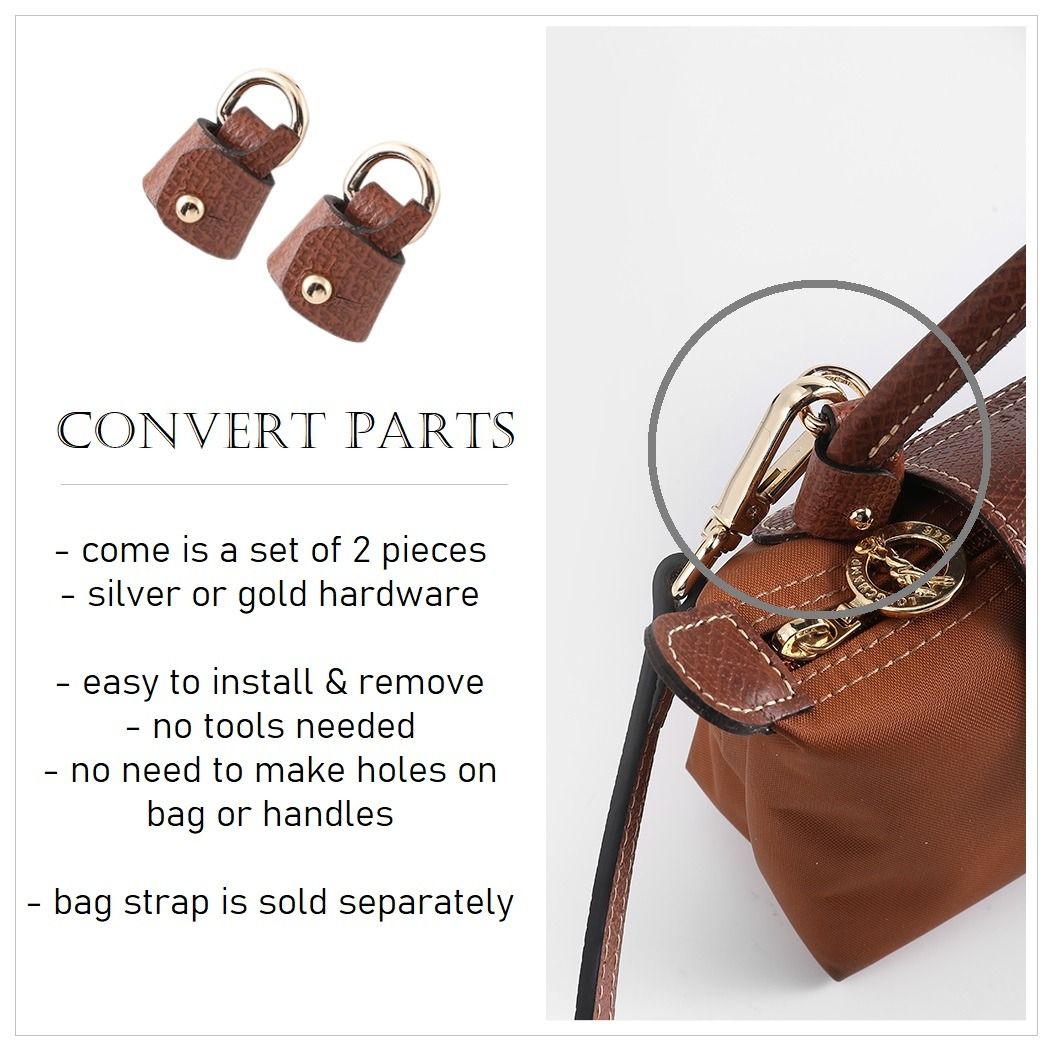 Conversion Parts and Strap for Longchamp Pouch with Handle. Convert From  Hand Carry To Crossbody Bag