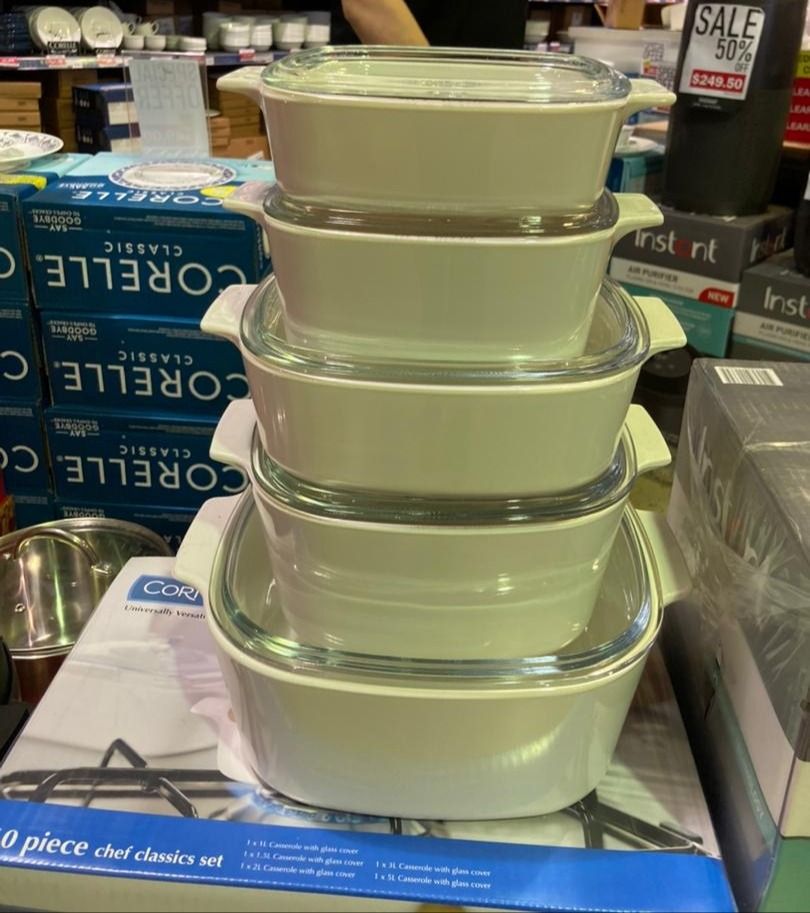 CorningWare Just White Stovetop Pyroceram Casserole 1L 1.5L 2L 3L 5L
