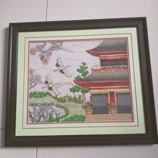 Cross stitch Japanese gardenscape