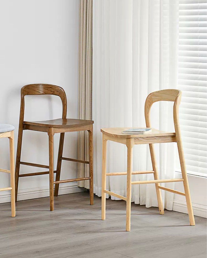 DANIA Wood Bar Stool, Furniture & Home Living, Furniture, Chairs on