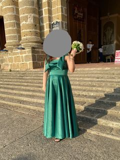 Dark Green Gown with Bow