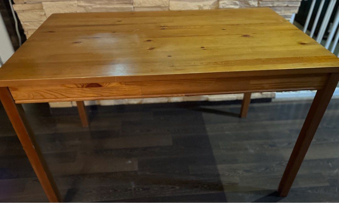 Dining Table (Category: Tables & Sets) located in Singapore. Submitted by hs2348 (Listing ID 1227022720, Image 2). Description: Relatively good condition, Lightweight Dining Table. Arrange self pickup from Jurong West. Looking for immediate clearance 👍 (slightly nego) Dimension : 118L x 74W x 74H Thank you for viewing 😊 .
