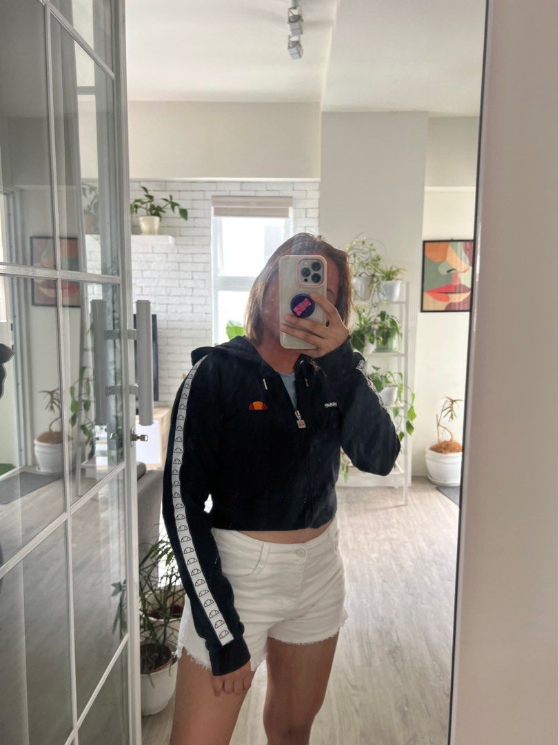 Ellesse tape crop cheap hoodie