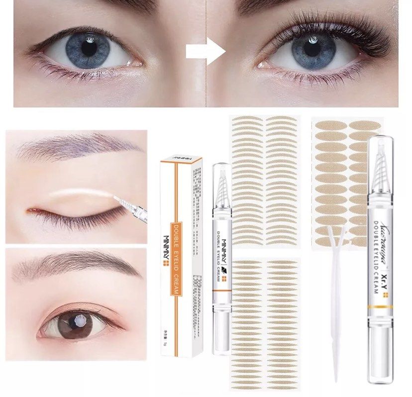 Eyelid Tape, Double Eyelid Sticks, Waterproof Double Eyelid Tapes with  Styling Cream - Instant Eyelid Lift for Heavy Saggy, Hooded, Uneven,  Mono-eyelids, with Fork Rods, Beauty  Personal Care, Face, Makeup on