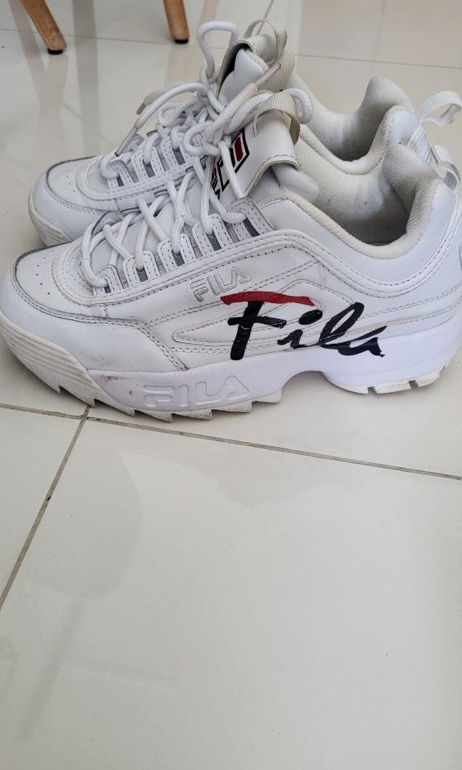 White fila disruptor sandals sale