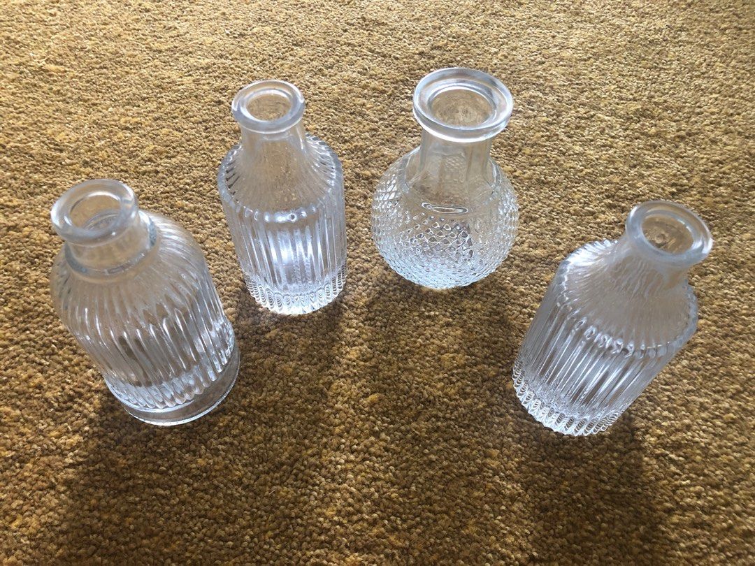 Fluted glass bottles, Furniture & Home Living, Home Decor, Vases