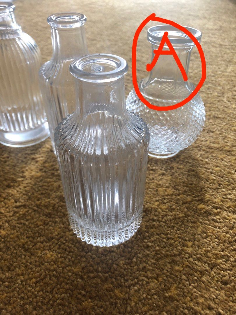 Fluted glass bottles, Furniture & Home Living, Home Decor, Vases