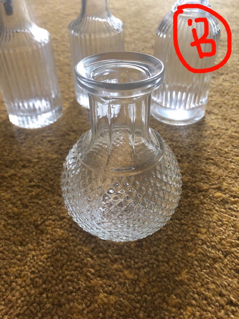 Fluted glass bottles Furniture Home Living Home Decor Vases
