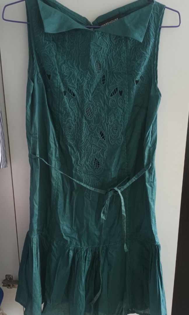 Warehouse green lace dress top