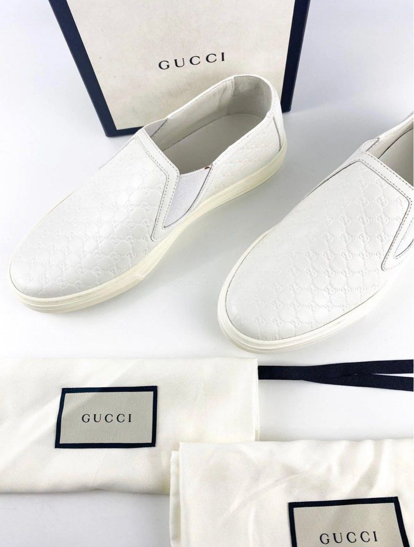 White leather sneakers slip on sale