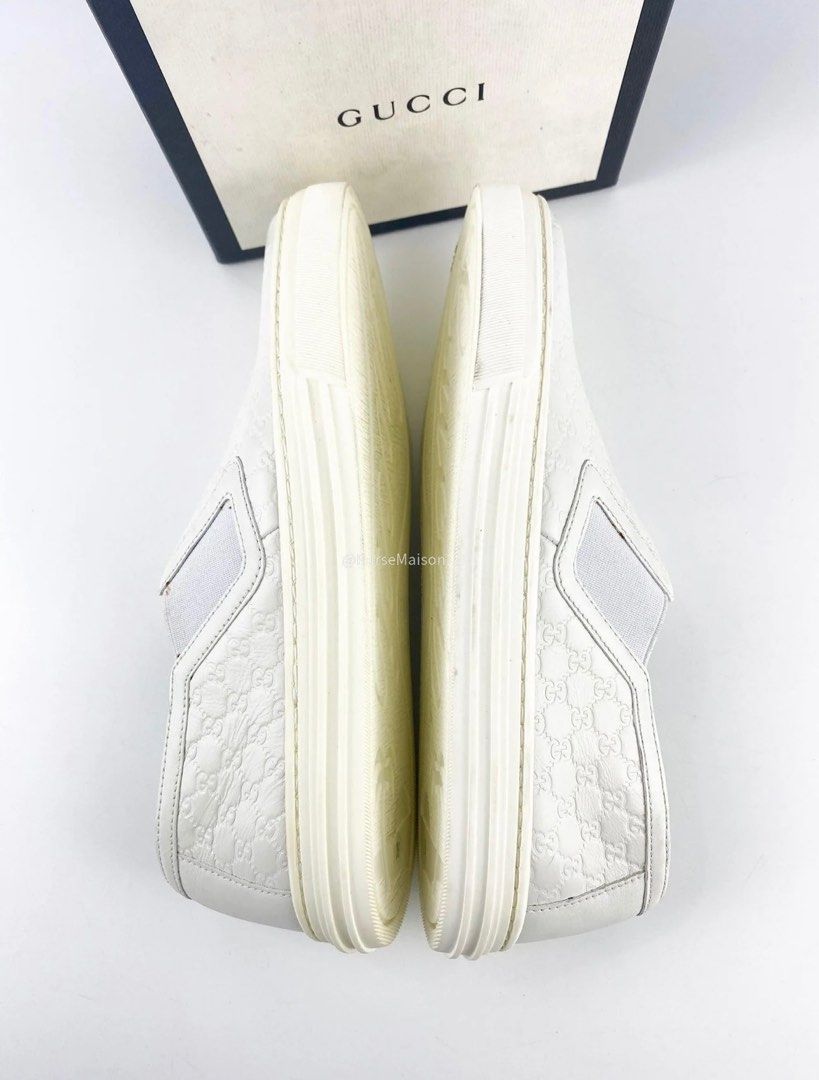 White leather womens cheap slip on sneakers