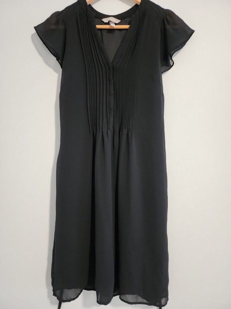 H and m cheap black pleated dress
