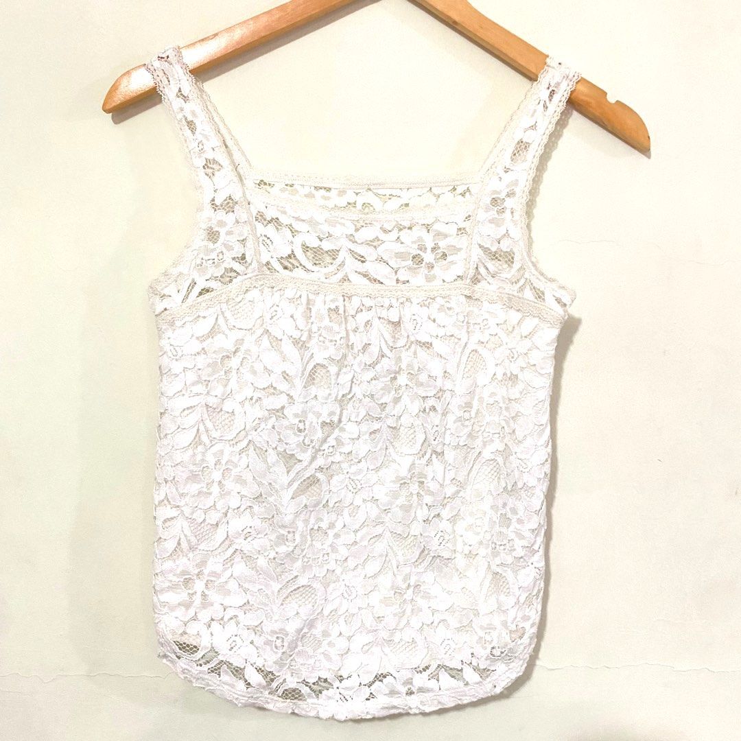 Hollister white top lace top