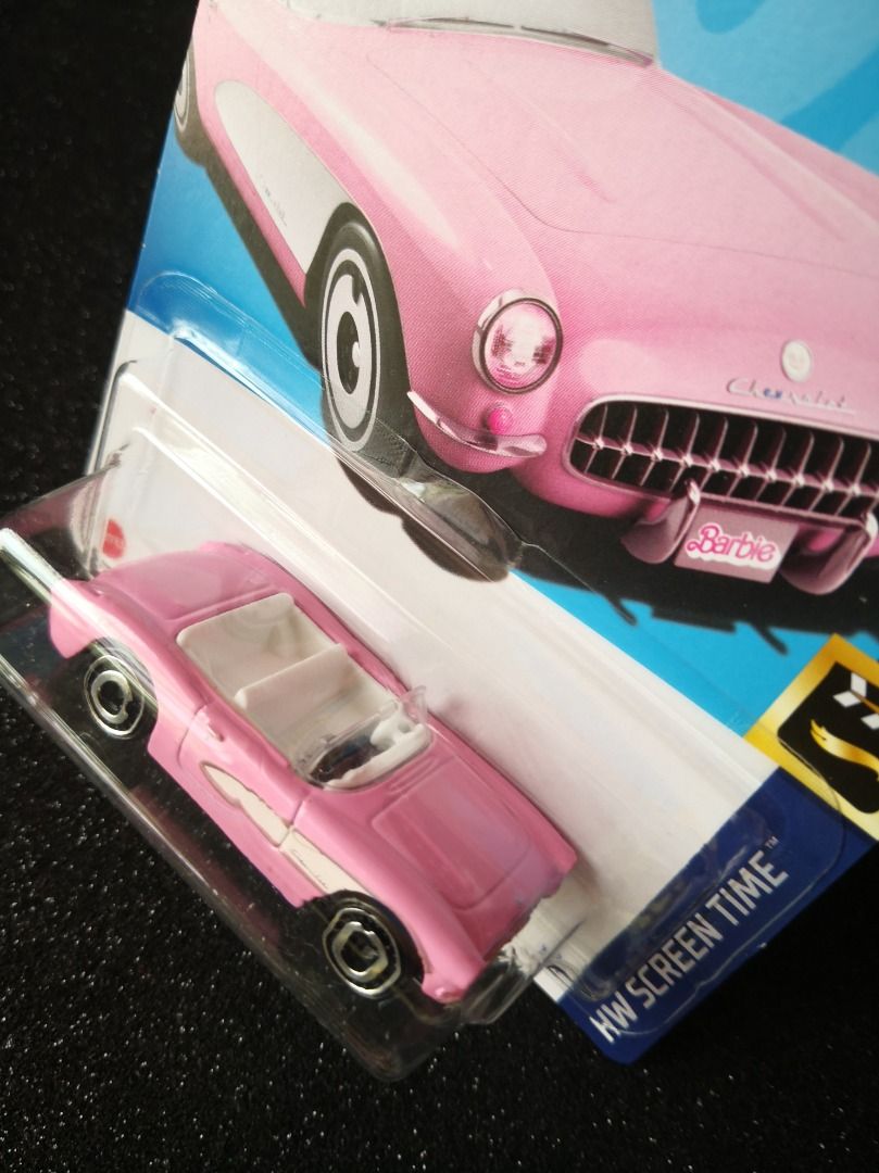 Hot Wheels 1956 Corvette Barbie Movie Screen Time Pink Hobbies