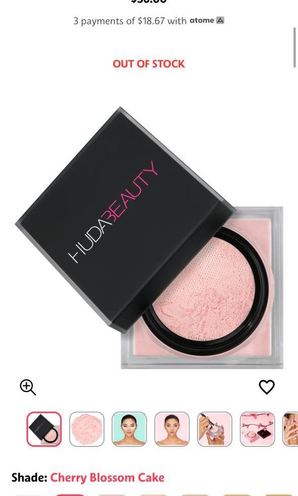 Huda Beauty Easy Bake Loose Powder Cherry Blossom Cake, Beauty & Personal Care, Face, Makeup on