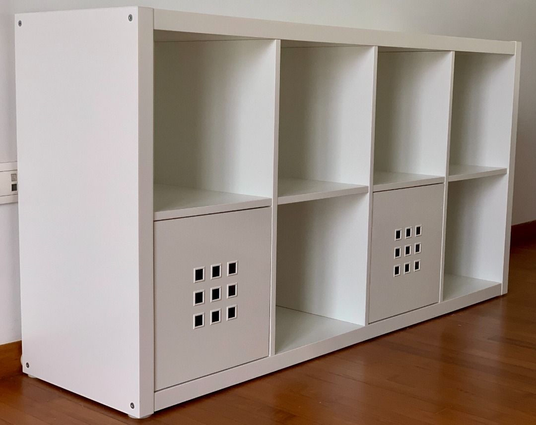 IKEA Kallax , 2x4, White (77cm x 147cm) with two storage boxes ...