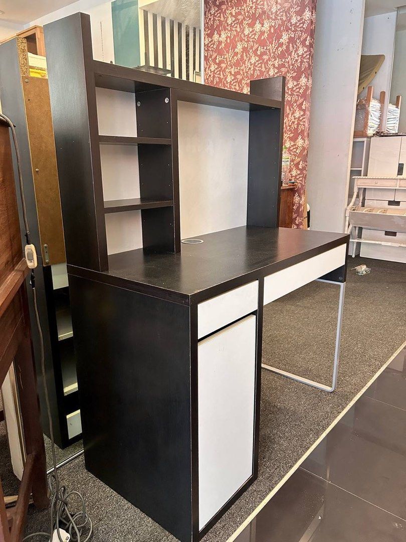 Ikea MICKE study desk WITH EXTENSION SHELF, Furniture & Home Living