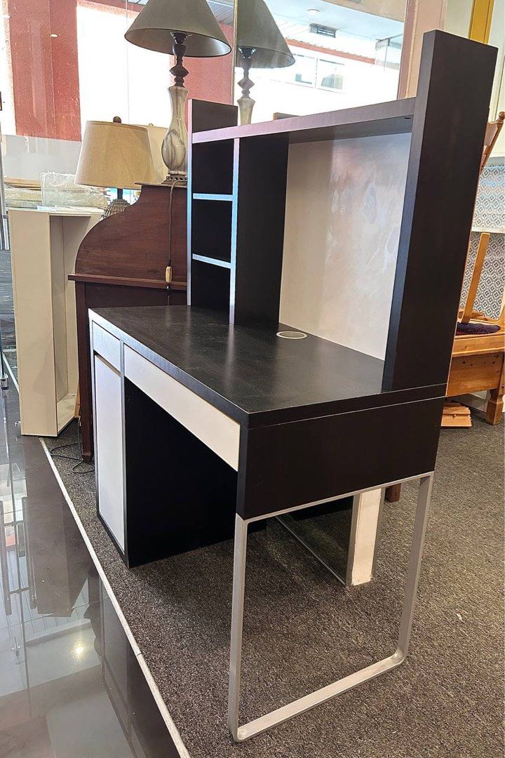 Ikea MICKE study desk WITH EXTENSION SHELF, Furniture & Home Living