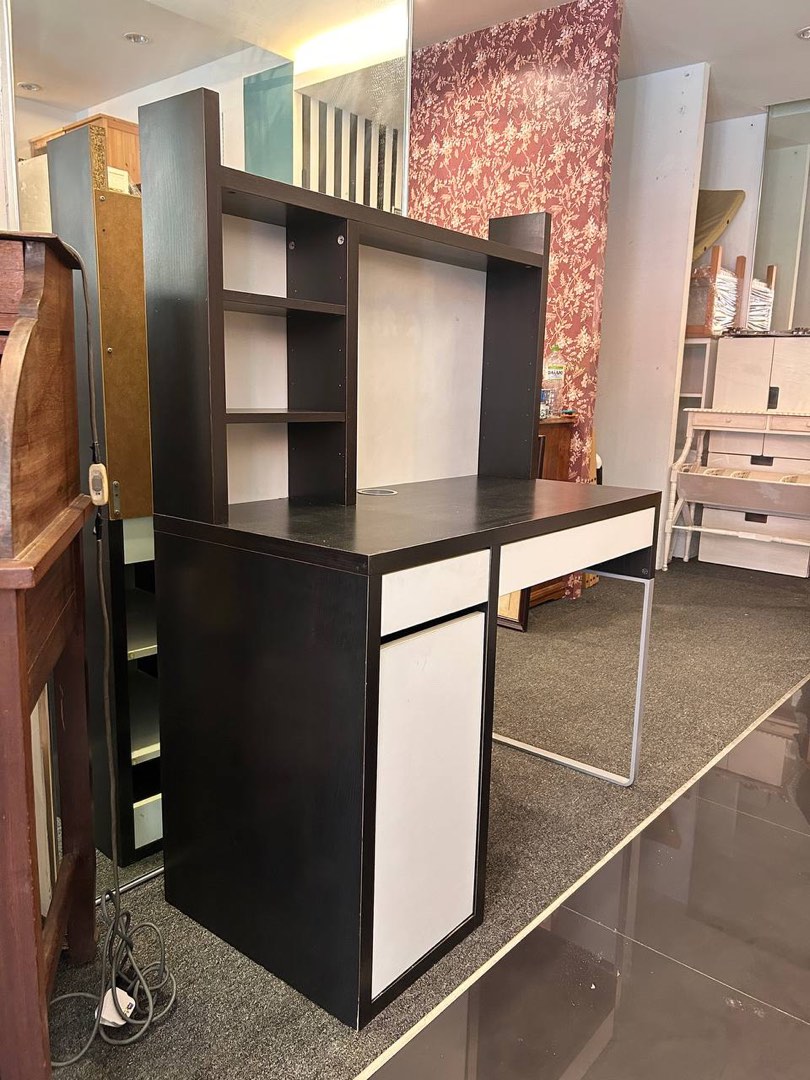 Ikea MICKE study desk WITH EXTENSION SHELF, Furniture & Home Living