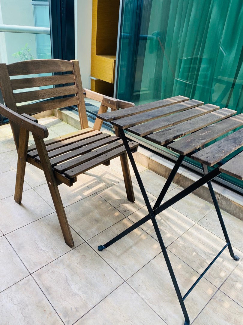 IKEA Outdoor table and chair set, Furniture & Home Living, Outdoor