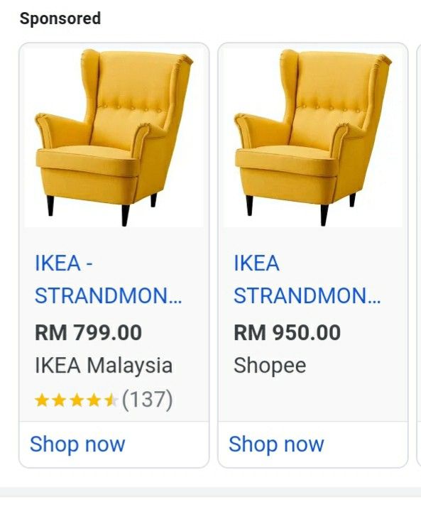 IKEA wing chair in yellow, Furniture & Home Living, Furniture, Sofas on