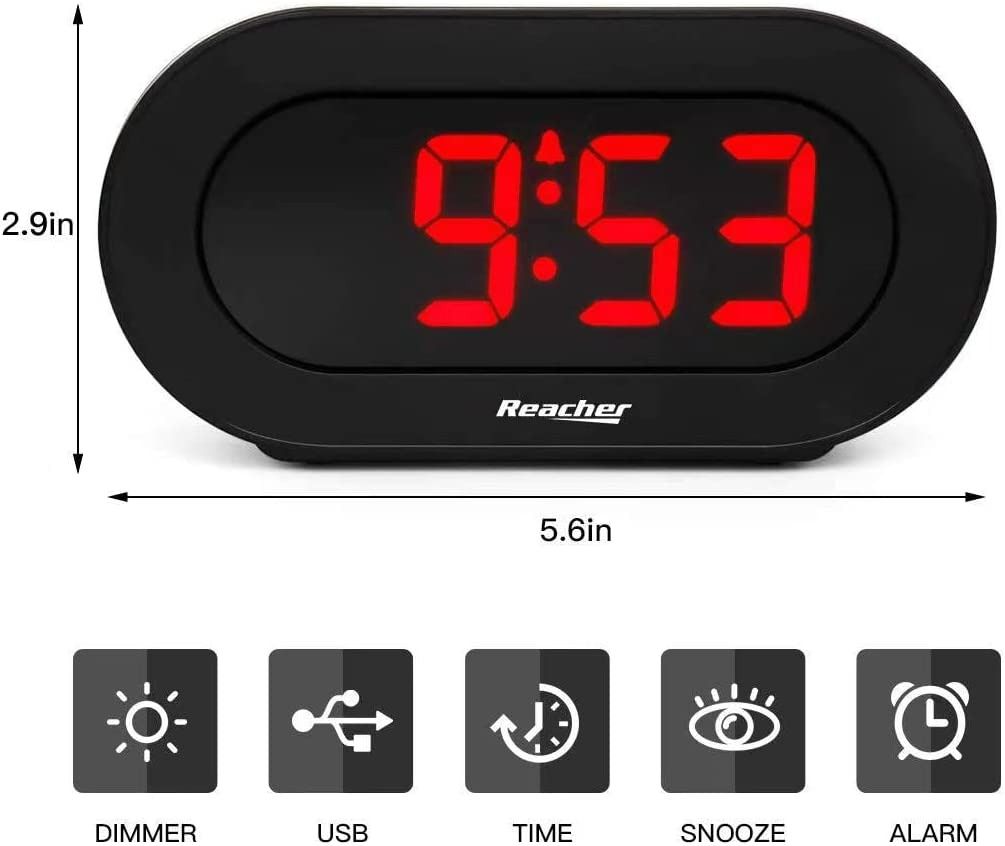 J009) REACHER SMALL LED DIGITAL ALARM CLOCK (WITH ONE USB CHARGER