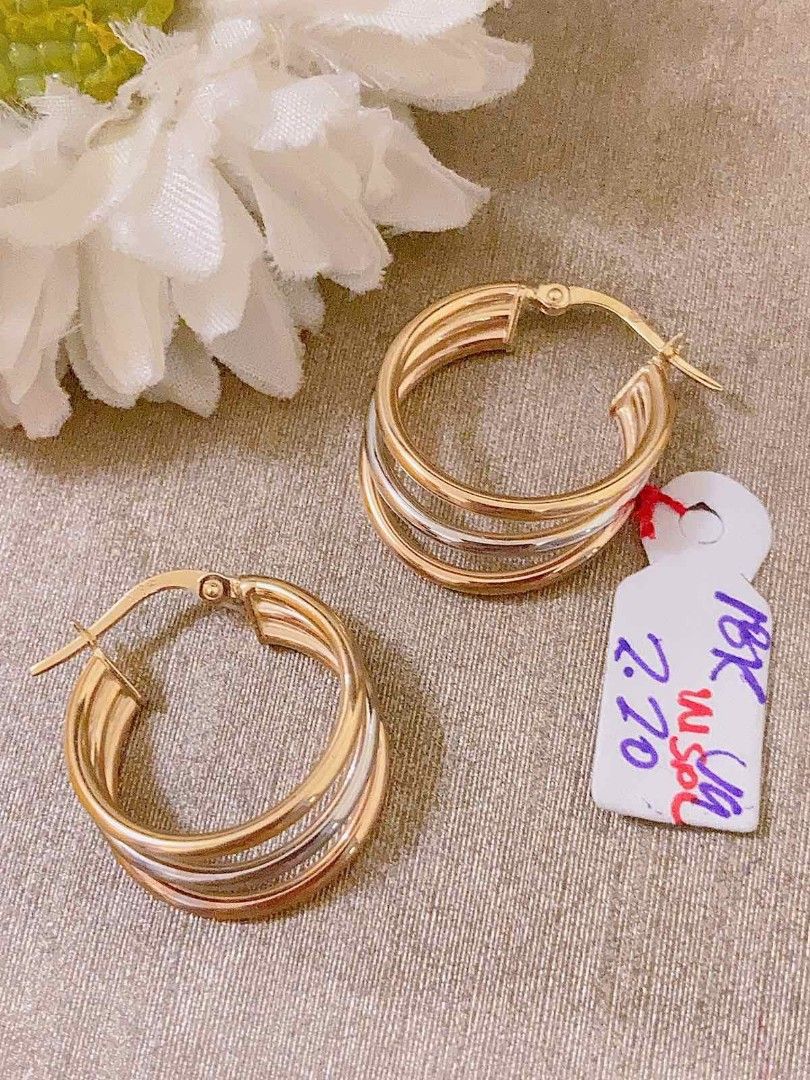 Tri color hoop earrings online