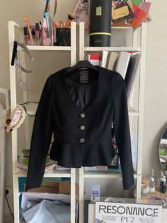 Korean Vintage Crop Blazer Black