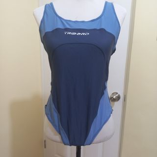 (Large) TRIBORD Blue Racer Back One Piece Swimsuit