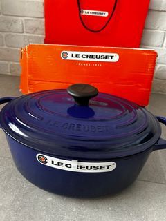 Le Creuset 24 Blue Enameled Cast Iron large Dutch Oven France 4.5 Quart VGC