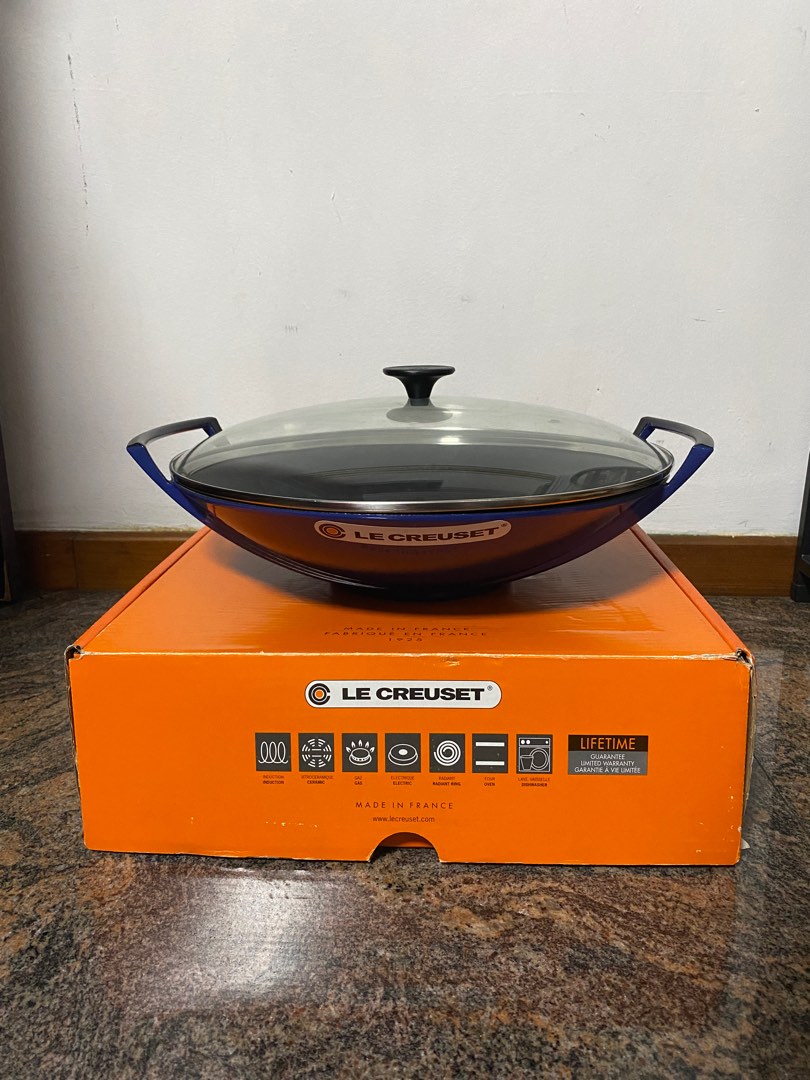 Le Creuset Wok Glass Lid 36cm Cobalt Blue, Furniture & Home Living