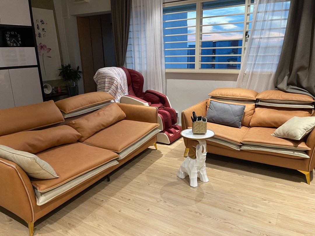 Leather like Fabric sofa, Furniture & Home Living, Furniture, Sofas on Carousell