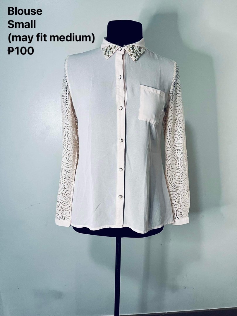 Light Pink Sheer Blouse, Women's Fashion, Tops, Blouses on Carousell