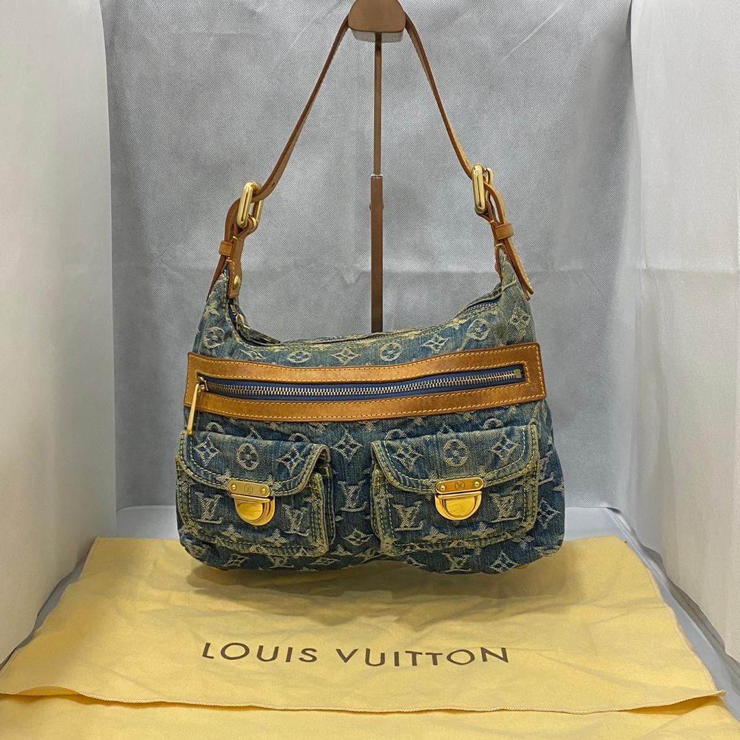Louis Vuitton Monogram Denim Baggy PM Denim Leather Suede Blue
