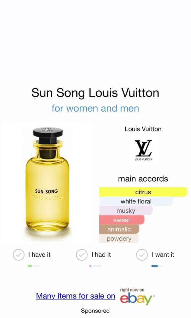 Louis Vuitton LV EDP - Sun Song, Beauty & Personal Care, Fragrance &  Deodorants on Carousell