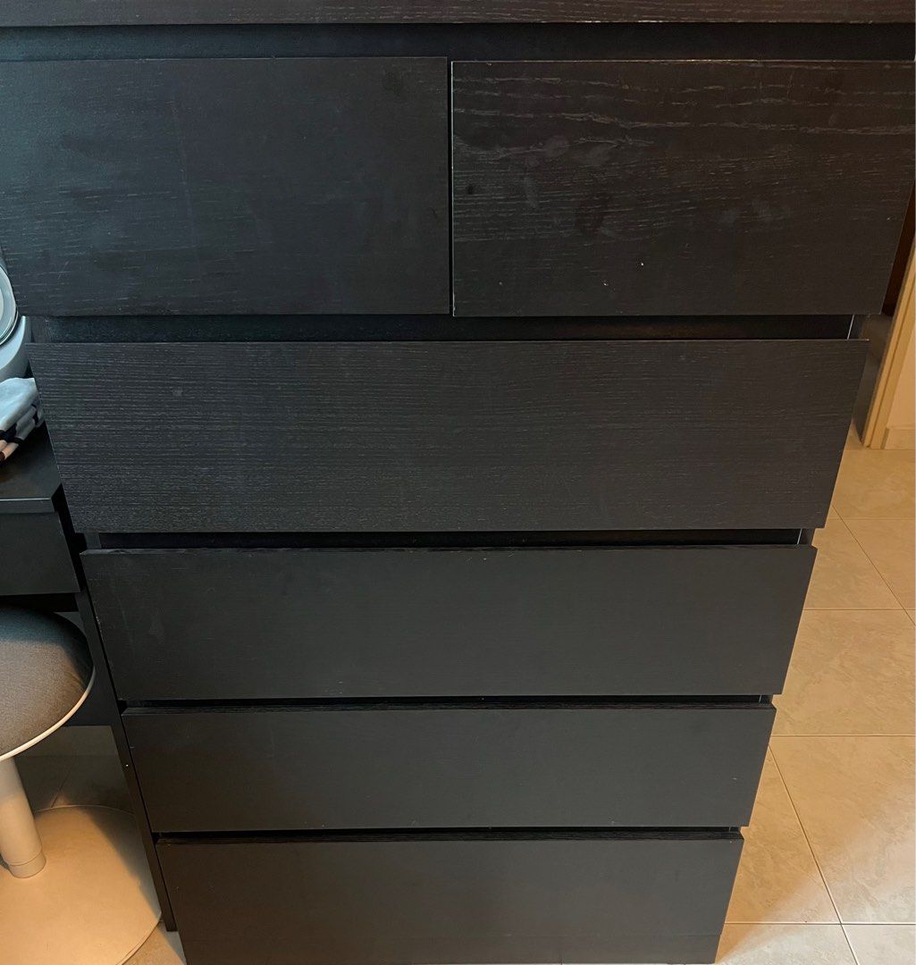 MALM Chest of 6 drawers, blackbrown, 80x123 cm, Furniture & Home