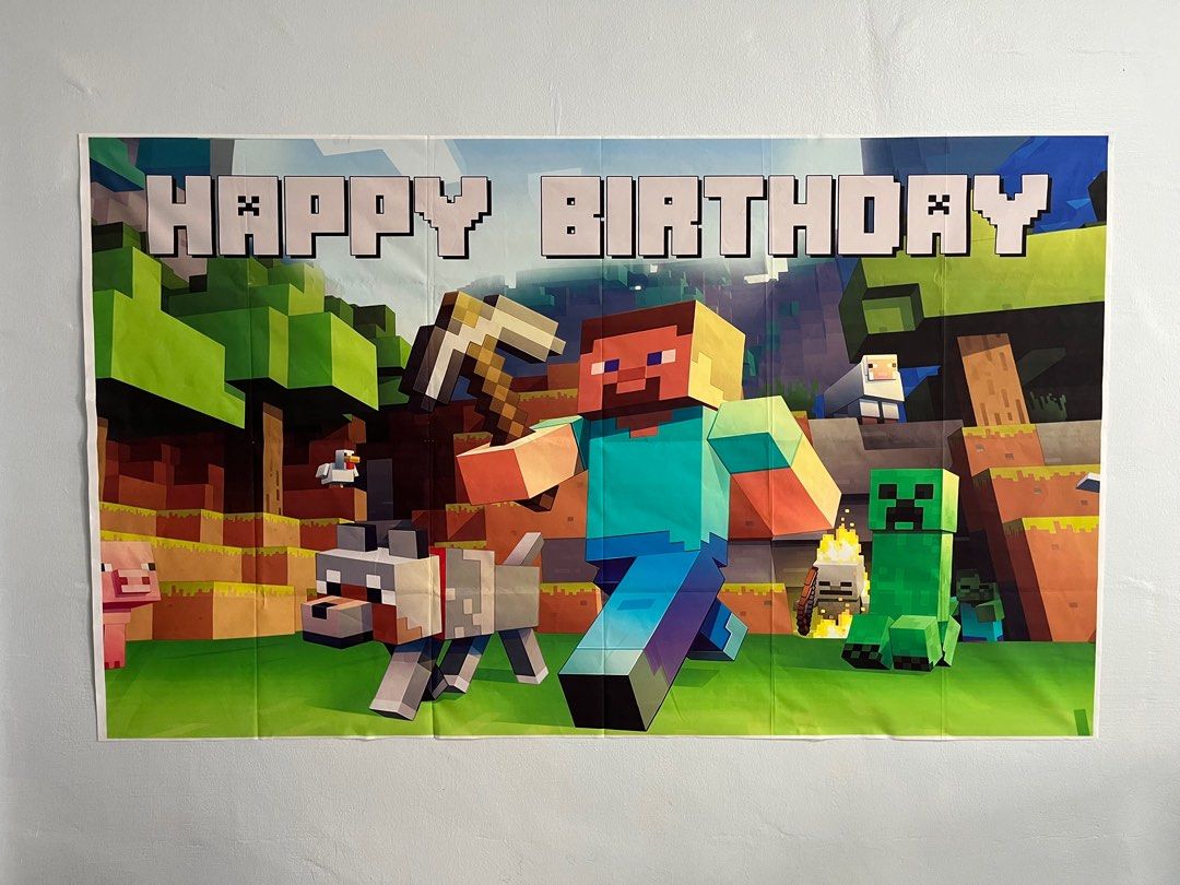 minecraft-birthday-banner-hobbies-toys-toys-games-on-carousell