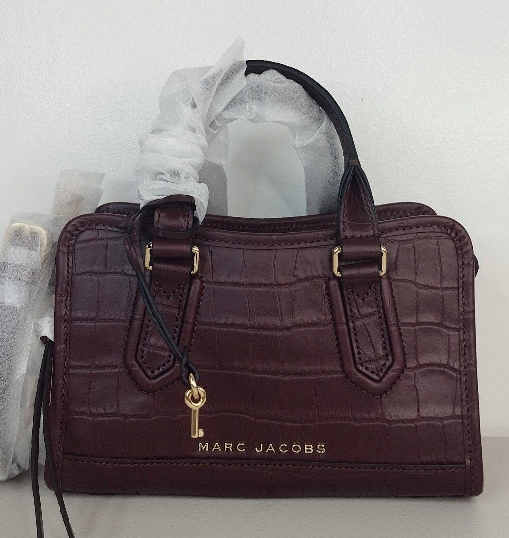 MJ Small Drifter Croc-Embossed Leather Satchel in Syrah, Luxury, Bags &  Wallets on Carousell