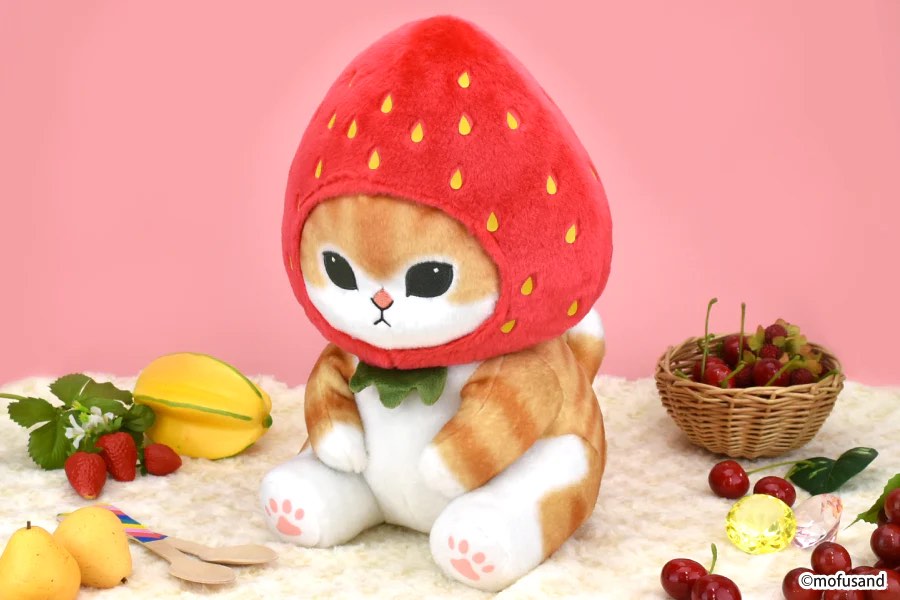 MOFUSAND STRAWBERRY HEAD FRUIT NYAN BIG PLUSH CAT, Hobbies & Toys, Toys & Games on Carousell