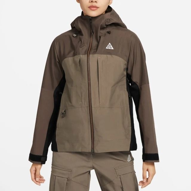 NIKE ACG STORM-FIT ADV GORE-TEX 啡/蘋果綠防水連帽外套女DQ6886-040