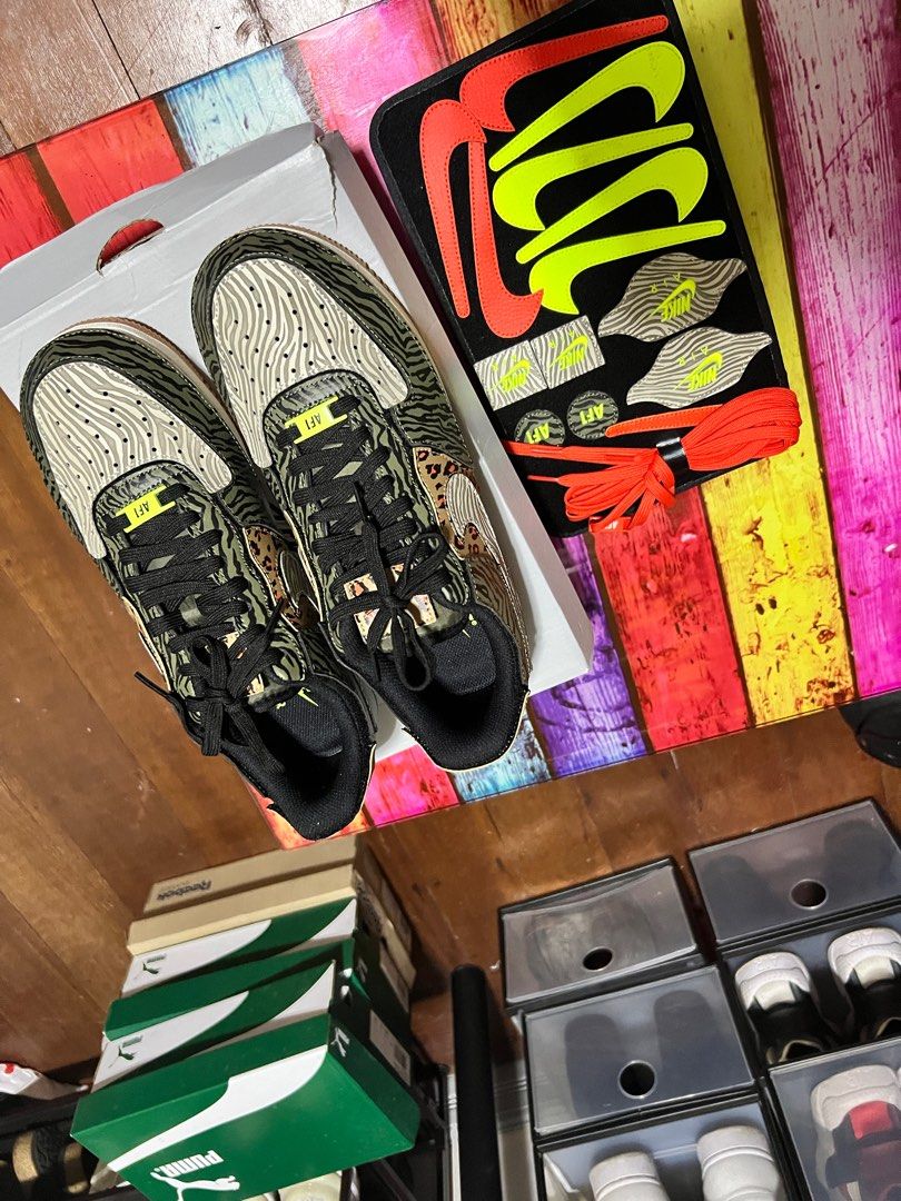 Nike Air Force 1 (Category: Sneakers) located in Marikina City. Submitted by tluxe351 (Listing ID 1227026554, Image 3). Description: Brand New Size 8 Limited Edition Nike Air Force 1/1 jungle print The radiance lives on in the Nike AF 1/1, the b-ball OG that puts a tailored spin on what you know best: crisp upper, bold colors and the perfect amount of flash to make you shine. The new, customizable design features a hook-and-loop upper with remova