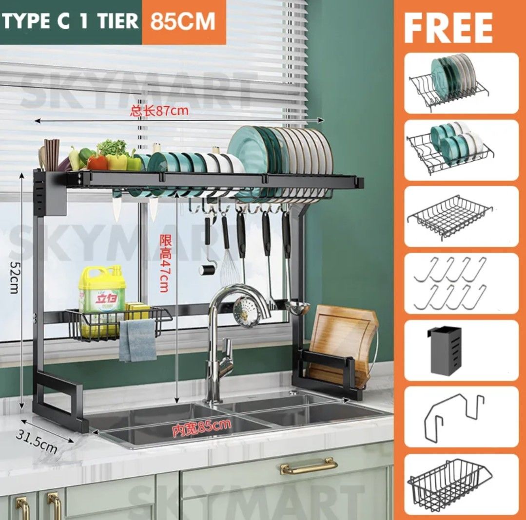Overhung Racks Overhang Dish Drying Rack Stainless Steel, Furniture & Home Living ...