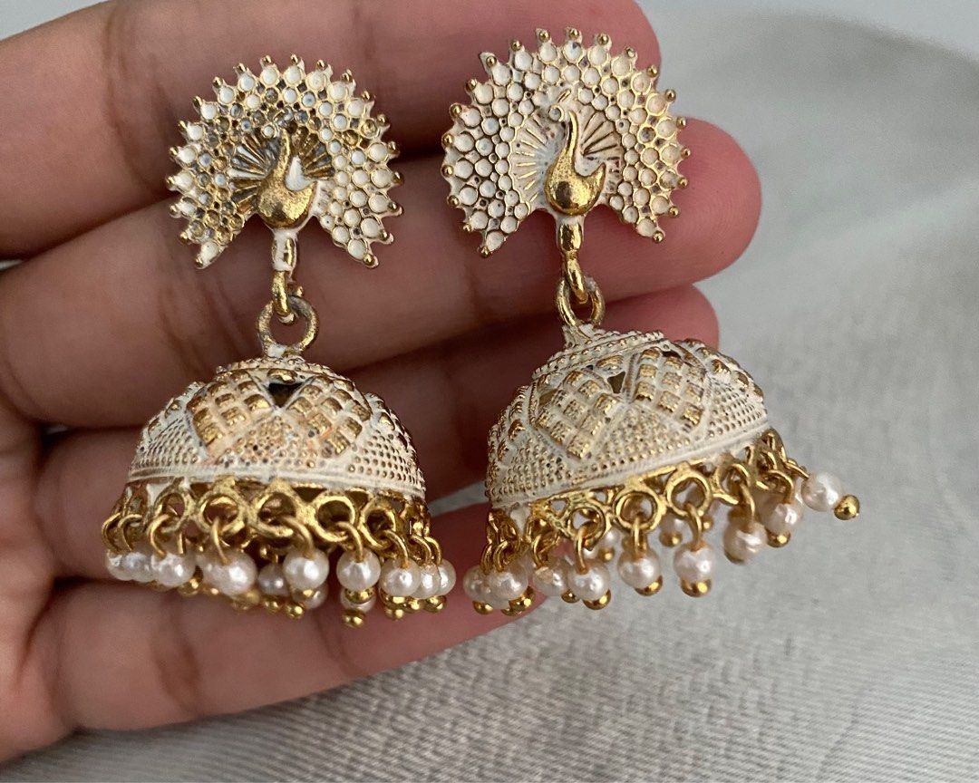 Gold store peacock jhumkas