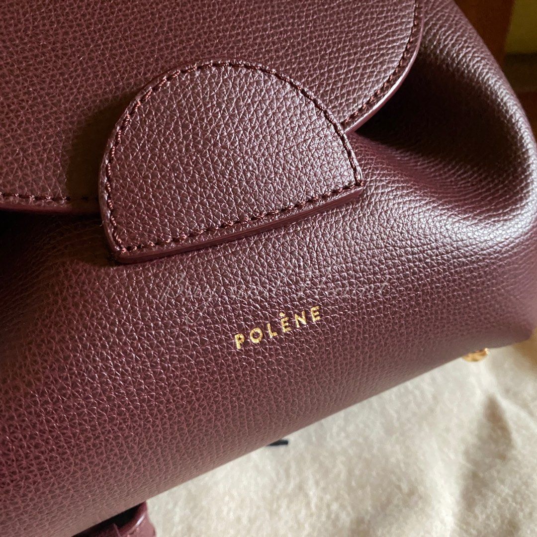 Numéro un nano leather handbag Polene Burgundy in Leather - 32424714