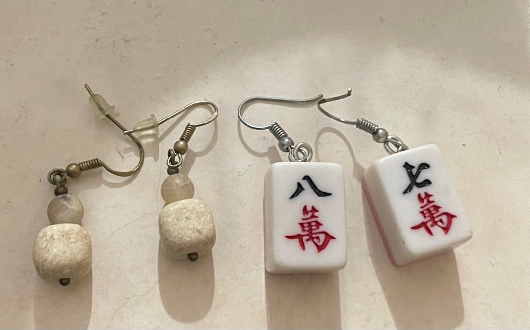 Polymer Clay Mahjong Raw stone Earrings Luxury Accessories on