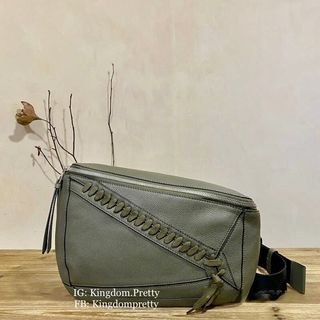 Pre-order Loewe Puzzle Bum Bag Whipstitch in Grained Calfskin Green Crossbody Belt Waist Bag