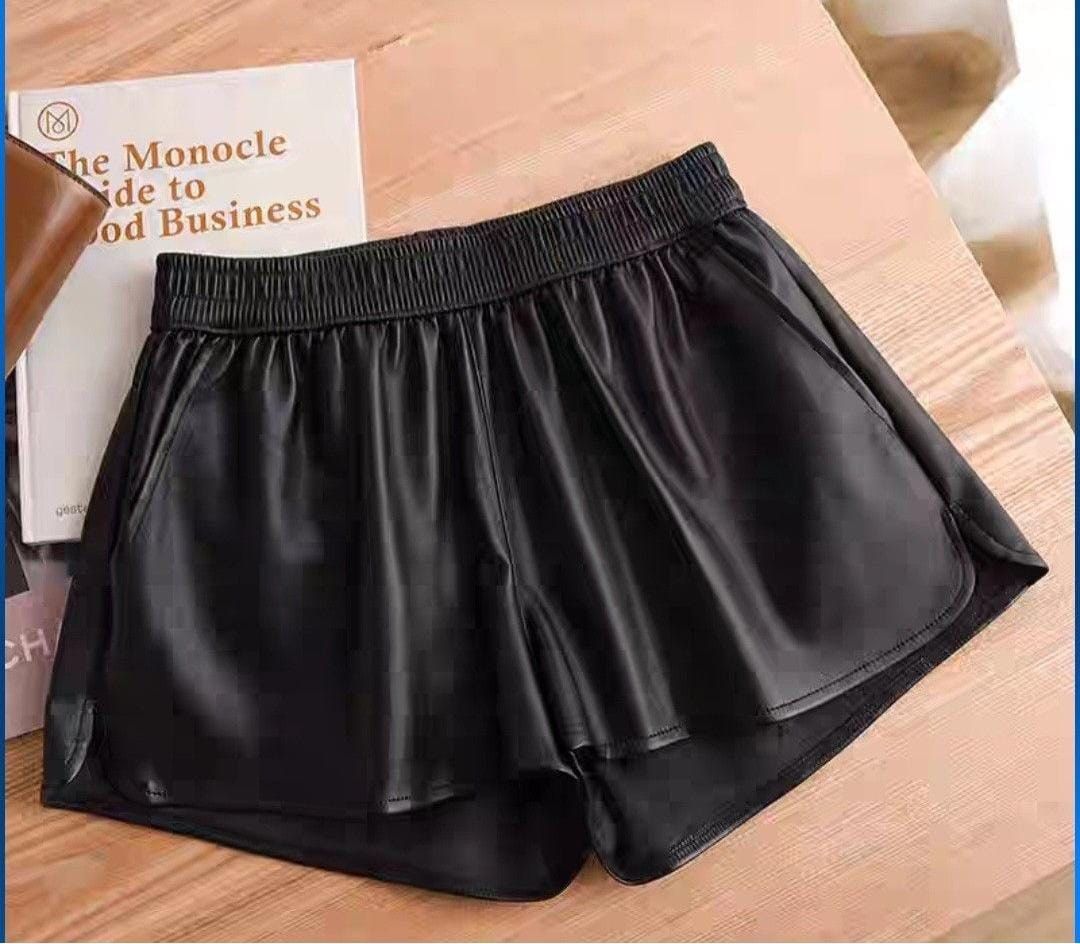 Pu black top shorts