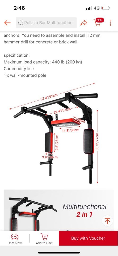 Punching Bag & Pull Up Bar Multifunctional, Sports Equipment, Exercise